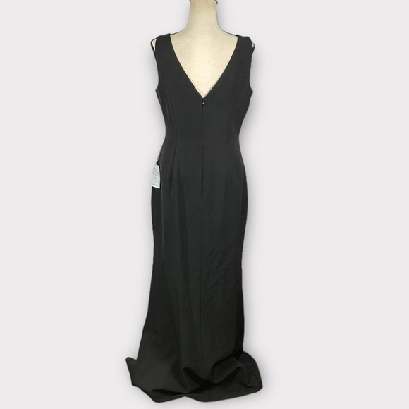 Eliza J Ruffle Front Gown Women's 4 Black Sleeveless Maxi Slit Bateau Neck NWOT - Picture 5 of 11